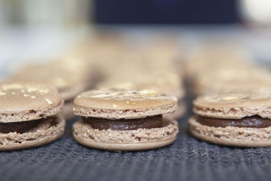 Chocolate & Gold Macarons Finished Product